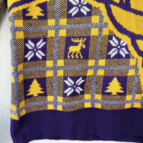 Minnesota Vikings Sweater Mens S Purple Gold Fair Isle Nordic Graphic Print SKOL - Picture 5 of 15